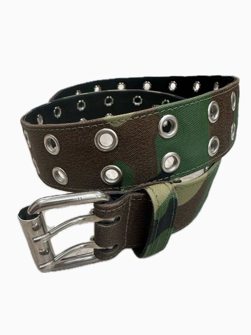 Camouflage Canvas Grommet Belt - Green/Brown